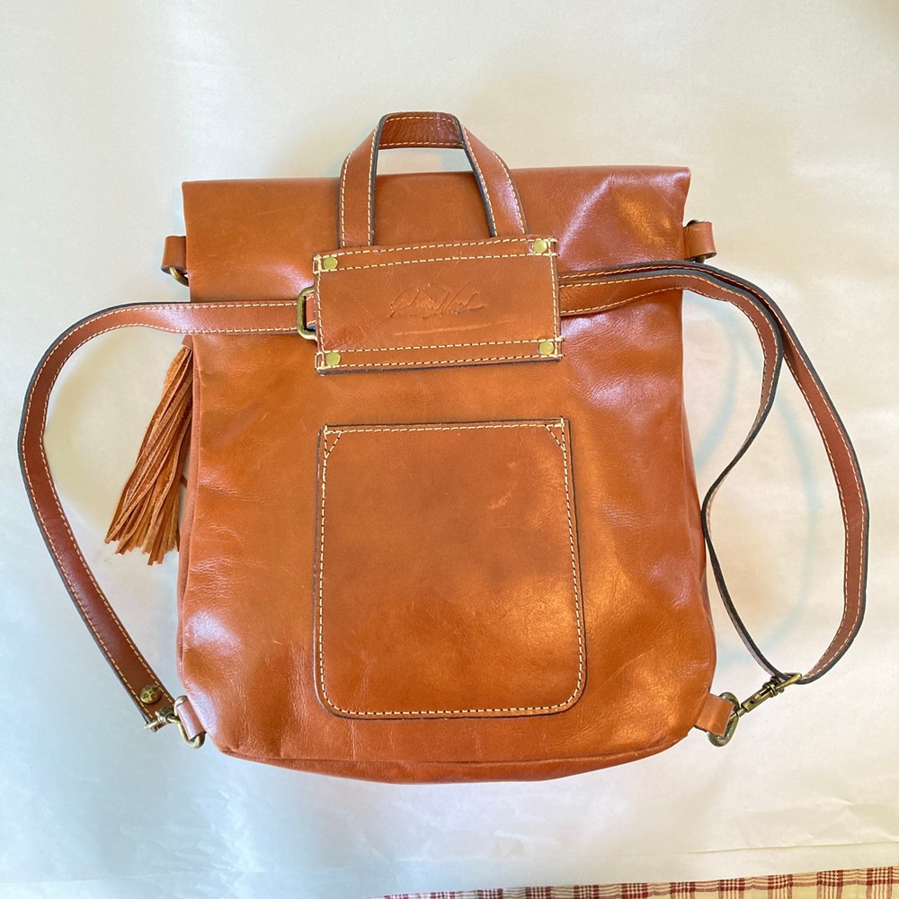 Patricia Nash Luzille Backpack Purse Tassel Leather Convertible Tan - Picture 6 of 16